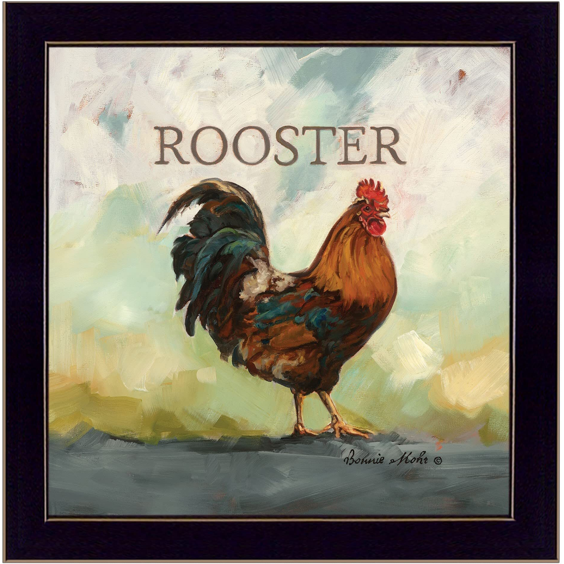 Raleigh The Rooster Black Framed Print Wall Art