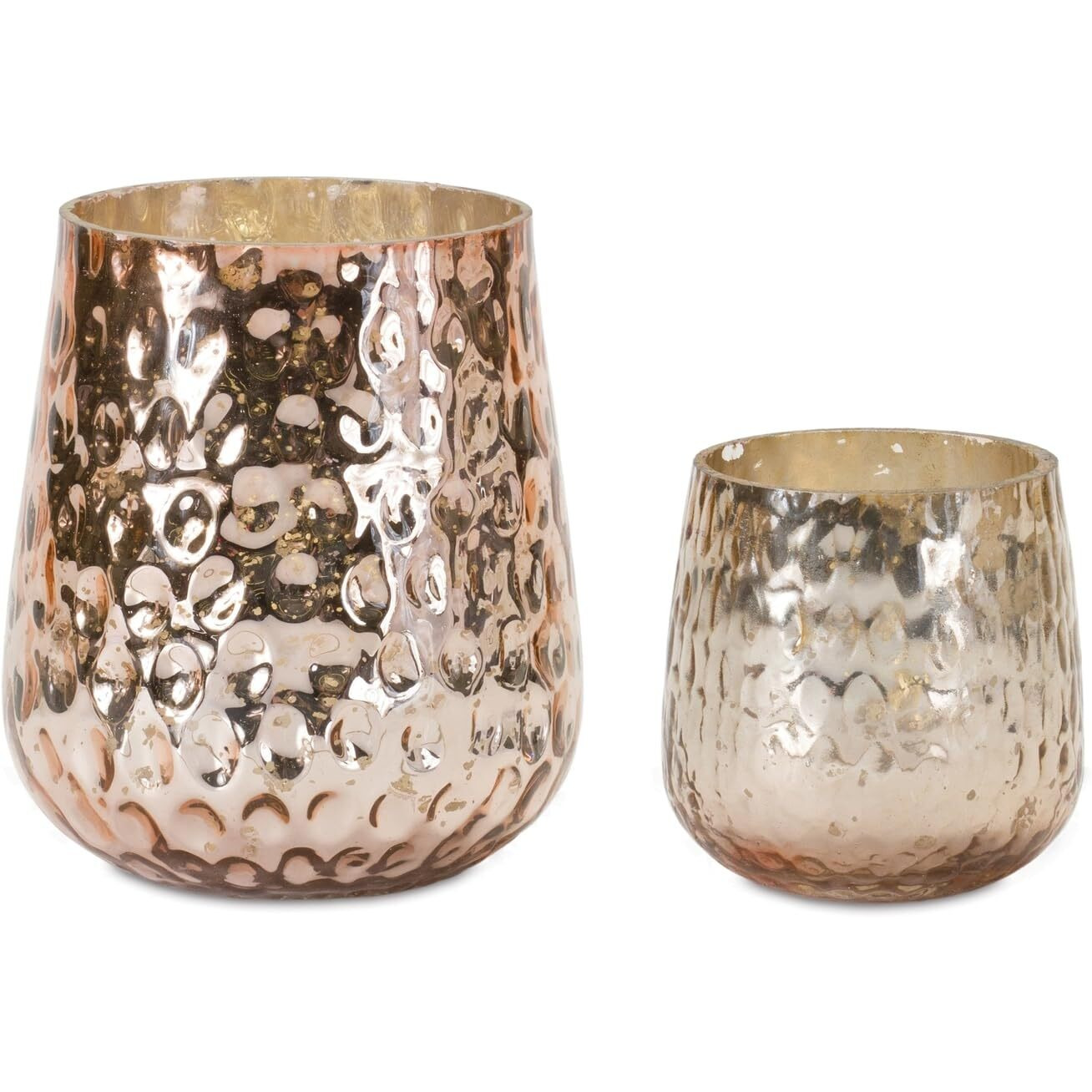 Melrose International Rose Gold Glass Candle Holder (Set of 8)