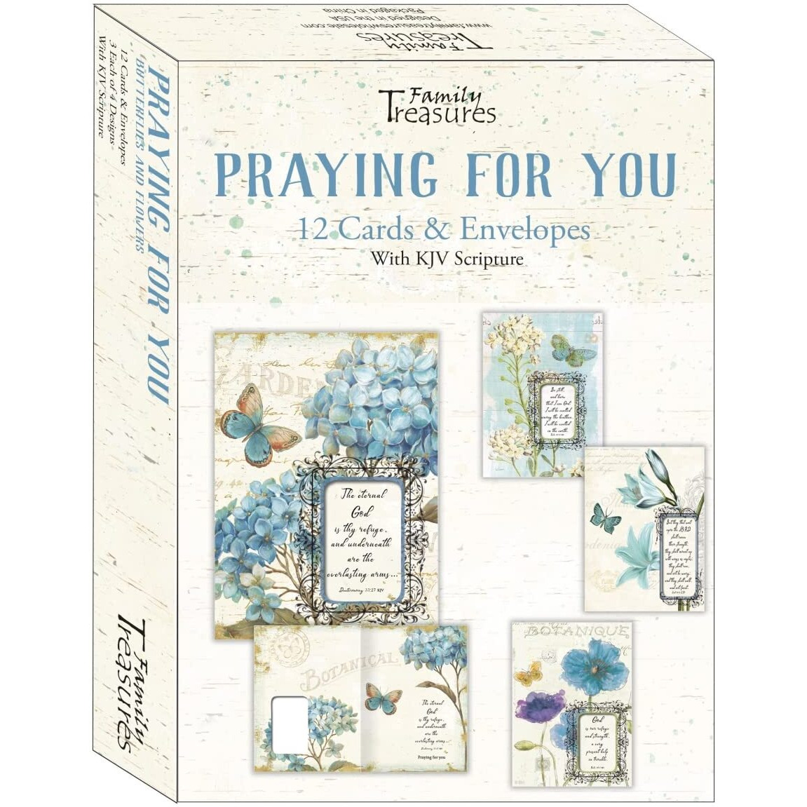 Family Treasures Wholesale 25656X Boxed - Card Praying for You-Butterflies & Flowers - Box of 12