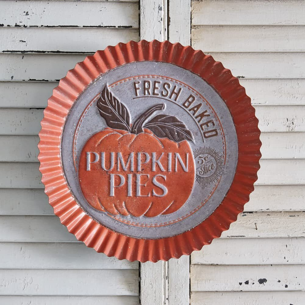 CTW Home Collection Pumpkin Pies Bottle Cap Hanging Decorative Sign, 14.5-inch Diameter, Holiday Season Decoration