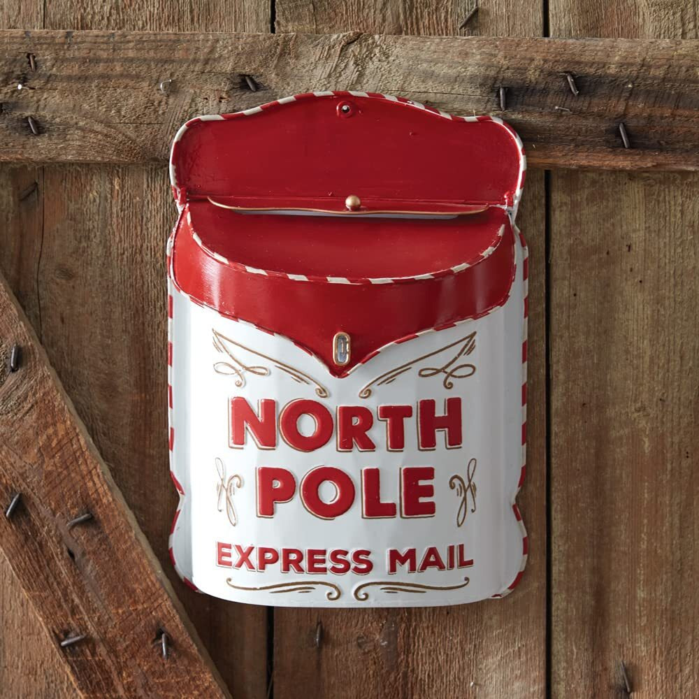 CTW Home Collection Christmas North Pole Express Mail Hanging Mailbox, 15.5-inch Height, Holiday Season Decoration