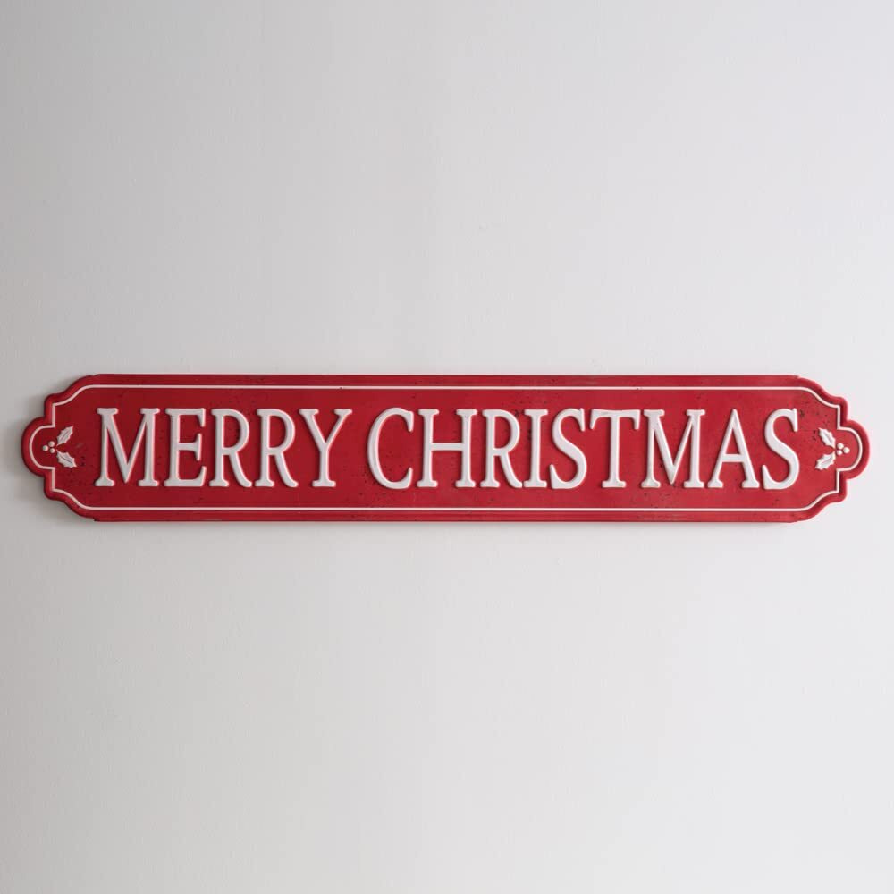 CTW Home Collection Metal Merry Christmas Street Sign, 42.5-inch Width, Holiday Season Decoration