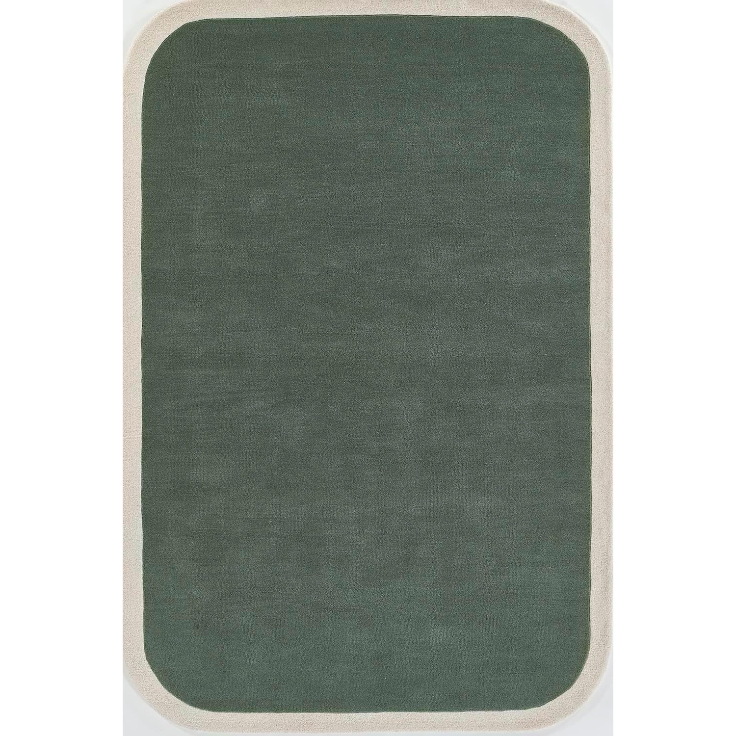 Novogratz by Momeni Tallulah Solid Color Ivory Border Wool Hand Tufted Area Rug, 5' X 8', Green