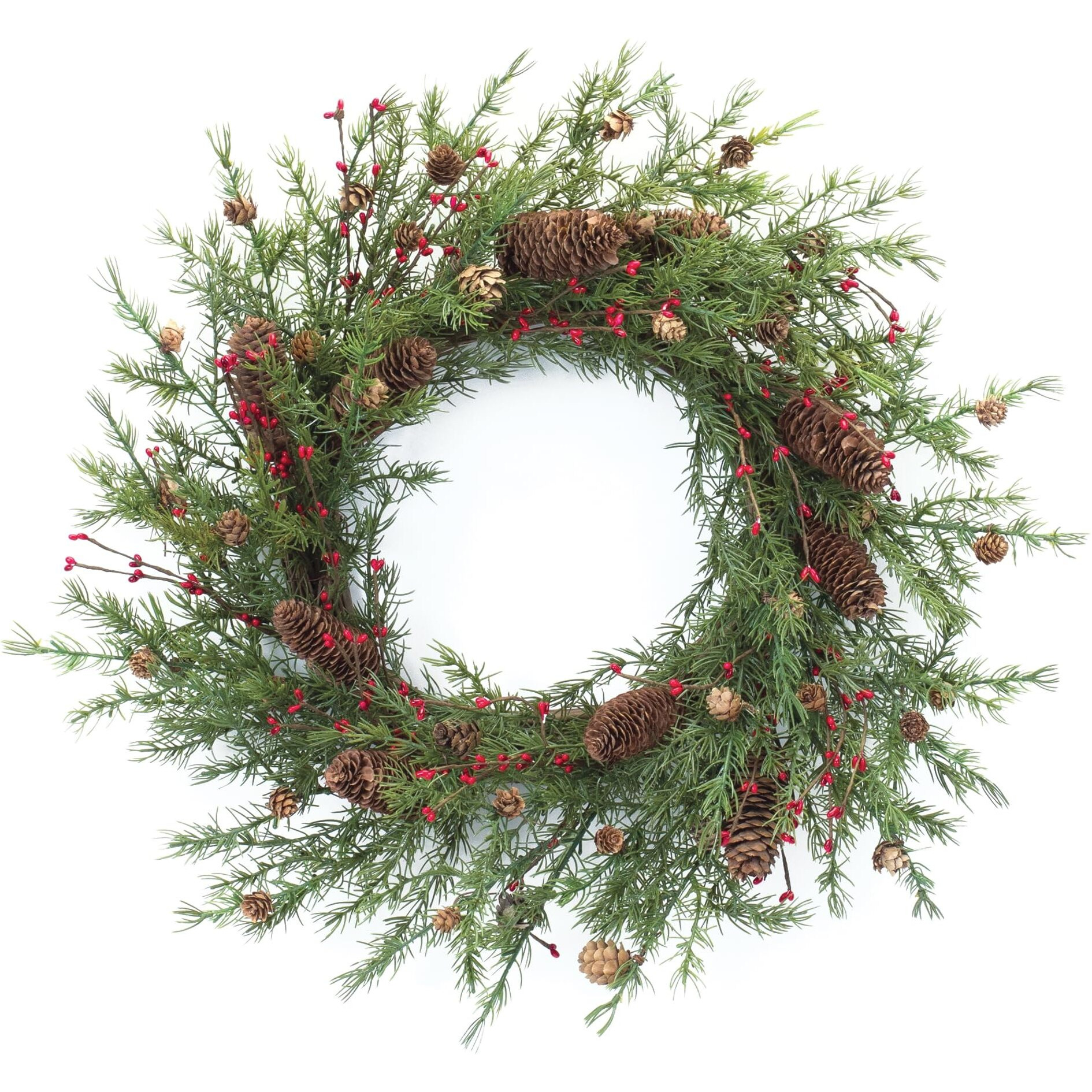 Melrose International Pine Cone Berry Wreath 26  D