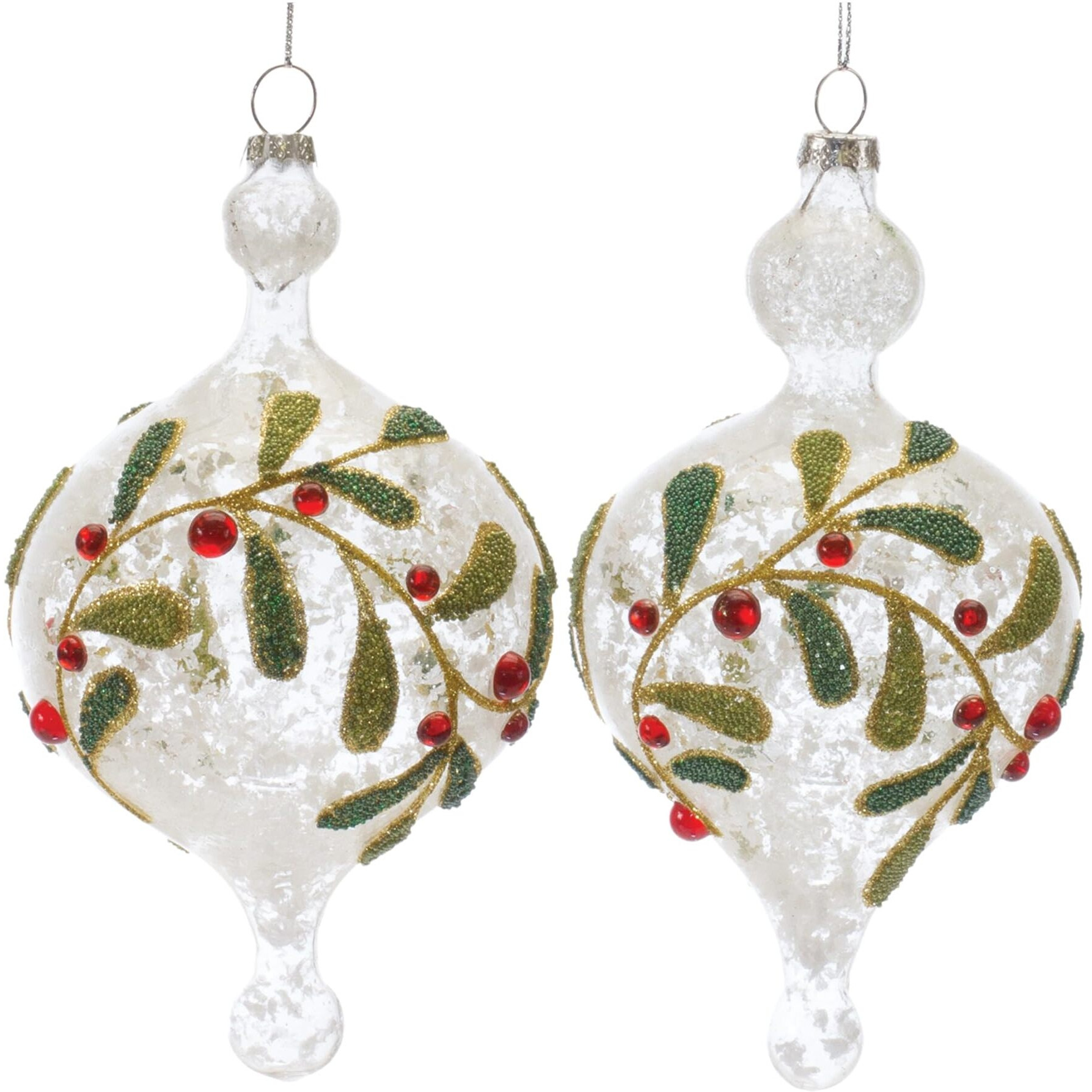 Melrose International Beaded Glass Mistletoe Ornament (Set of 6)