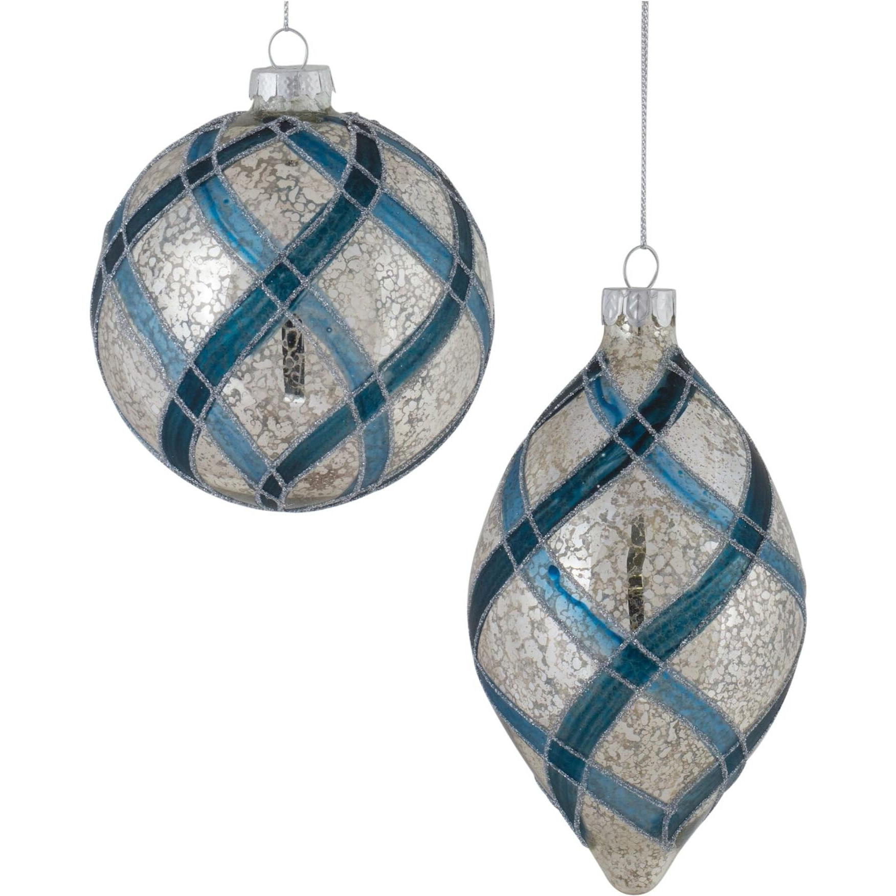 Melrose International Glitter Net Glass Ball Ornamnet (Set of 6)