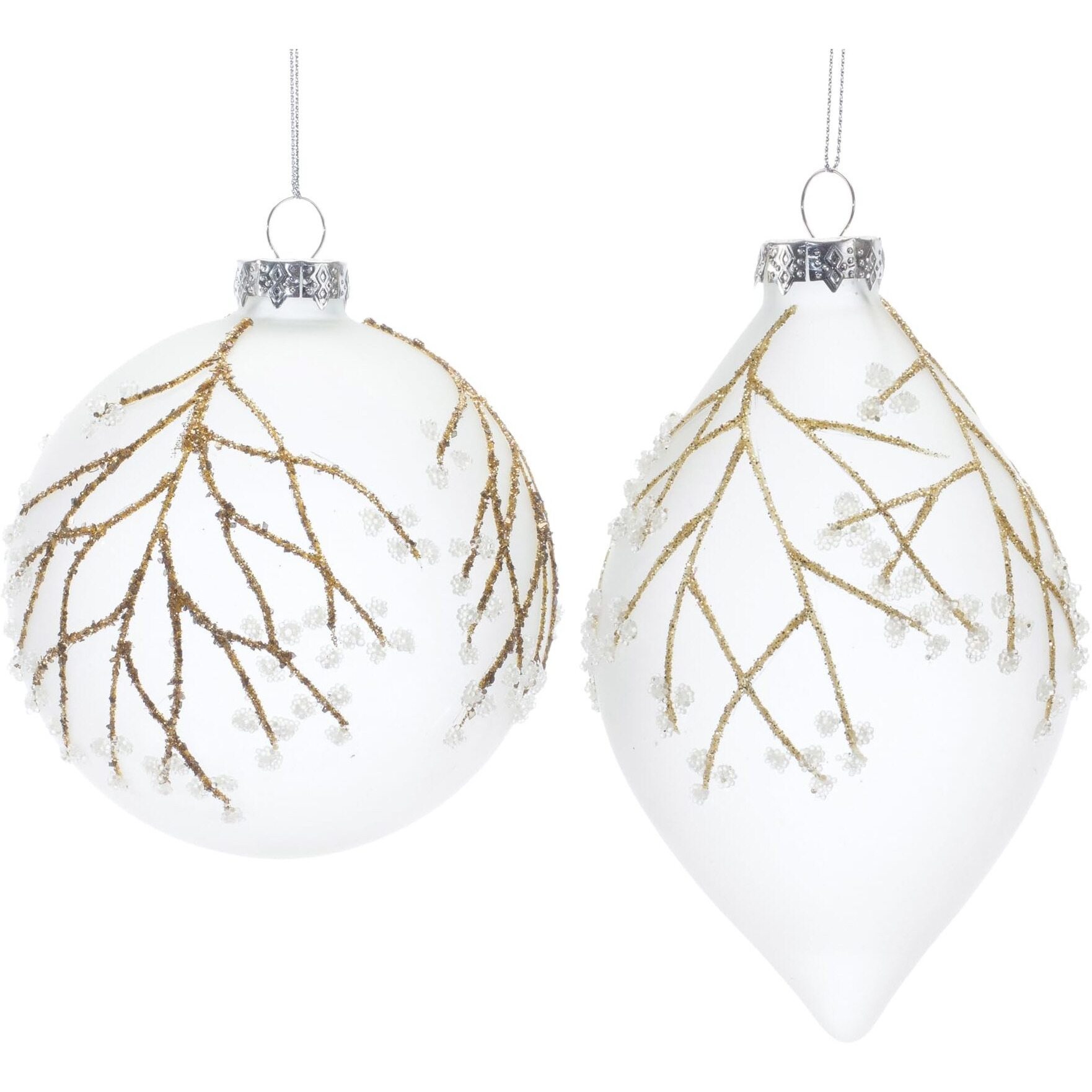 Melrose International Glittered Glass Tree Branch Ornament (Set of 6)