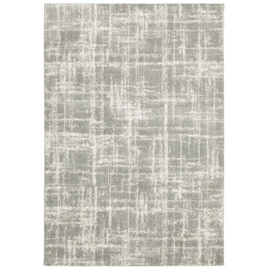 Bed Bath & Beyond 4' X 6' Grey and Ivory Abstract Shag Power Loom Stain Resistant Area Rug