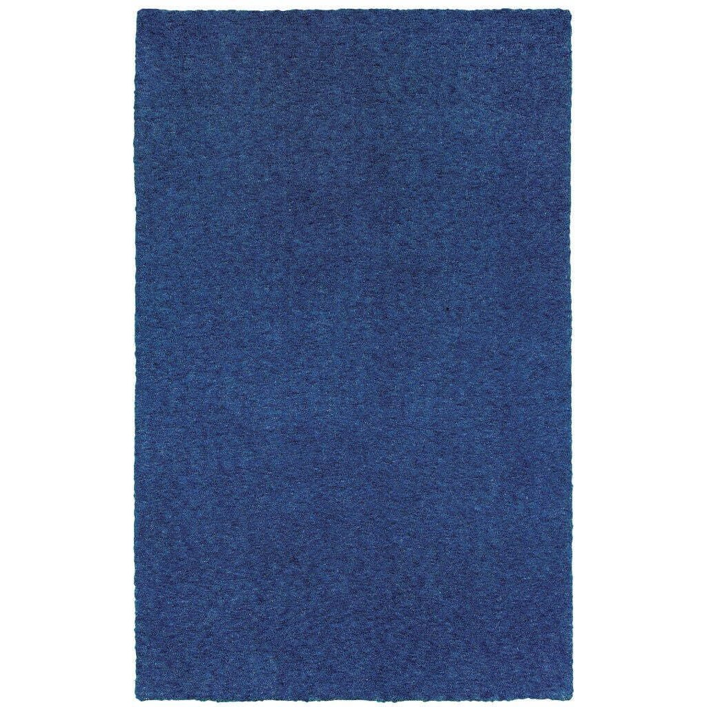 HomeRoots 509006 8 x 11 ft. Deep Blue Shag Hand Tufted Handmade Stain Resistant Rectangle Area Rug