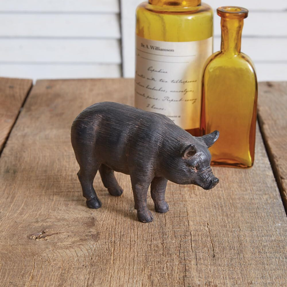 Colonial Tin Works Rustic Pig Figurine, 3.75-inch Height, Home, Home Dcor - Box of 4