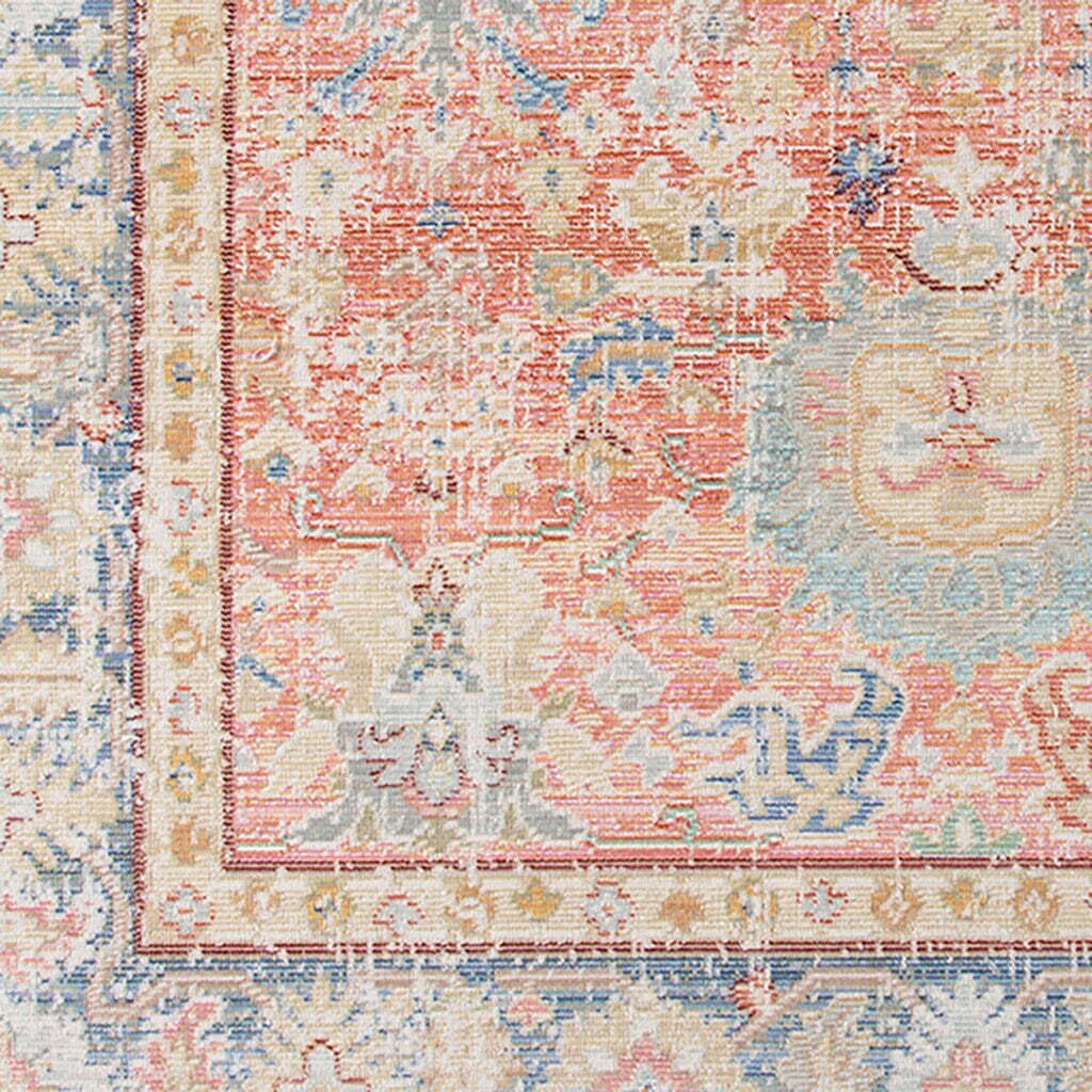 HomeRoots 532004 8 x 10 ft. Coral Floral Power Loom Rectangle Area Rug