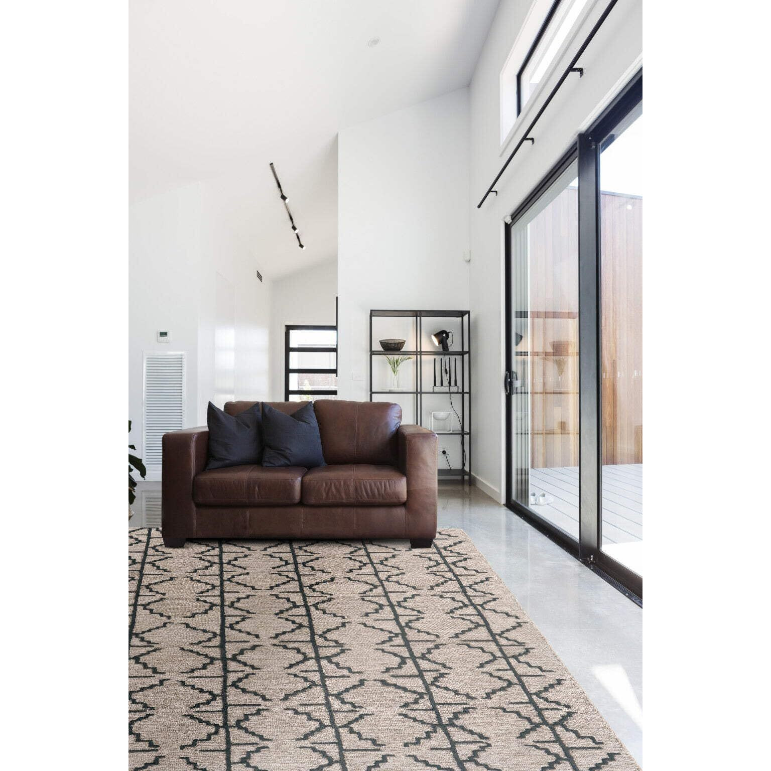 HomeRoots 511834 8 x 11 ft. Black Taupe & Gray Wool Geometric Hand Tufted Handmade Stain Resistant Rectangle Area Rug