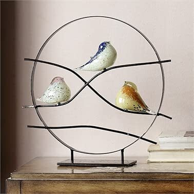 Art Glass Bird Trio Desk Decor - 20 x 17 x 4 in.