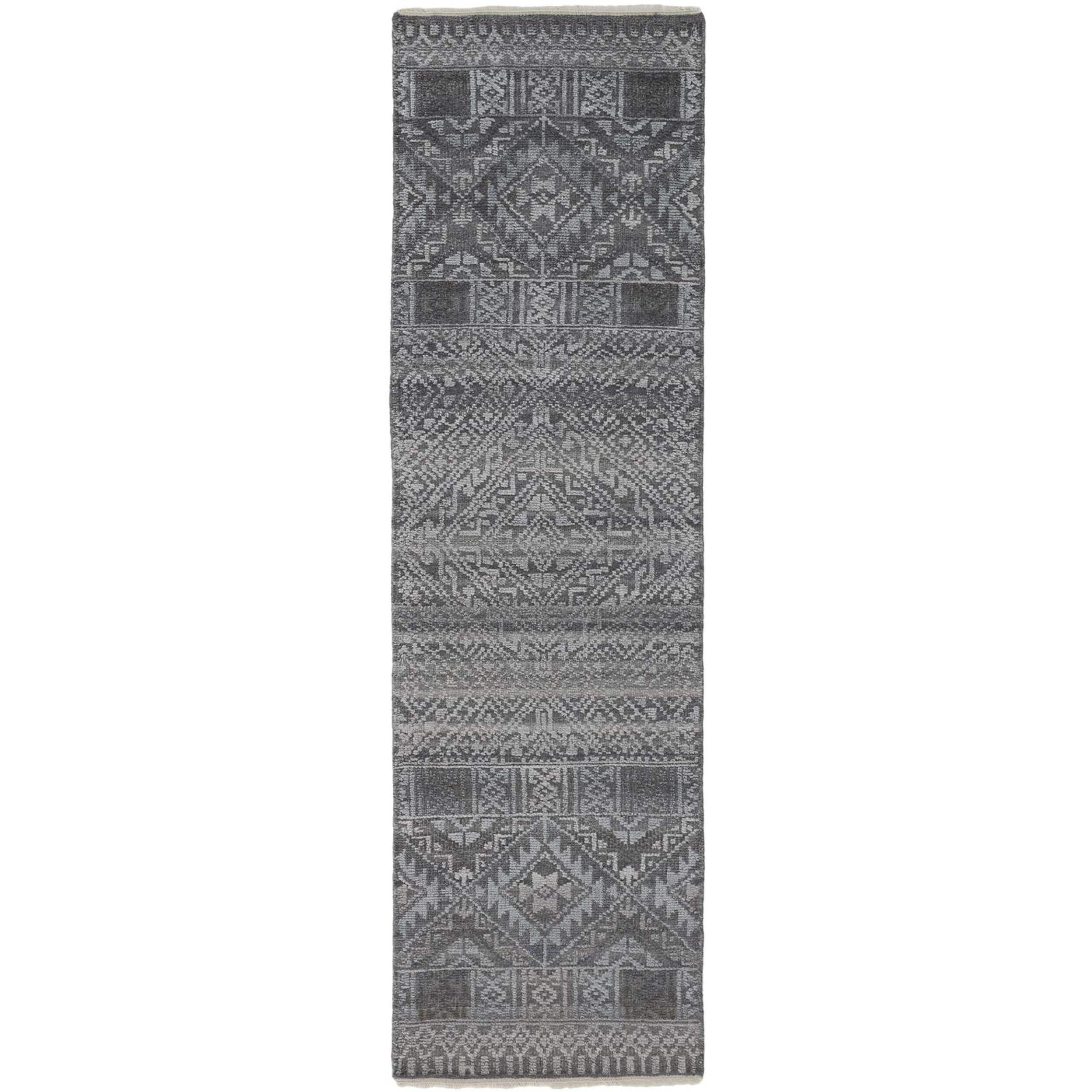 HomeRoots 512574 8 x 10 ft. Ivory Blue & Gray Geometric Hand Knotted Rectangle Area Rug