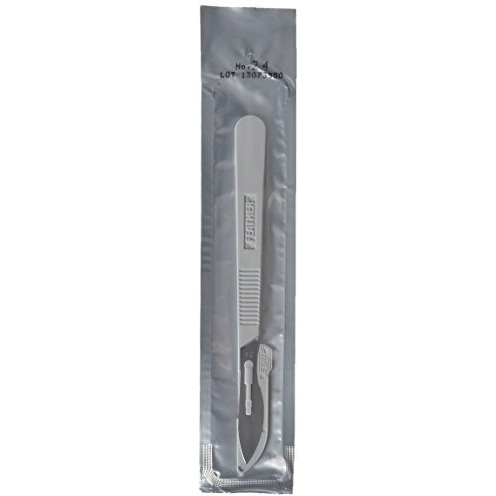 Graham-Field Sterile Disposable Scalpel - Stainless Steel Medical Knife and Surgical Tool, Grey, Size 24, Pack of 20 - 297524