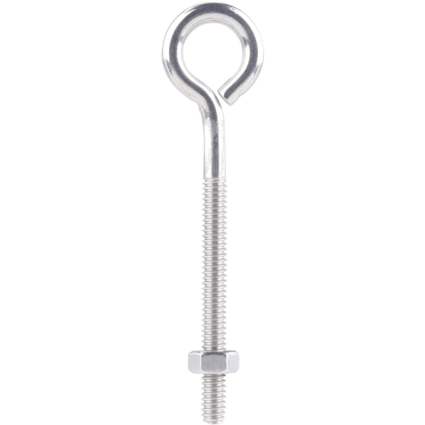 Hampton Stainless Steel Eye Bolt 4  Overall 2-3/8  Tread 115 Lb Bulk Stainless Steel