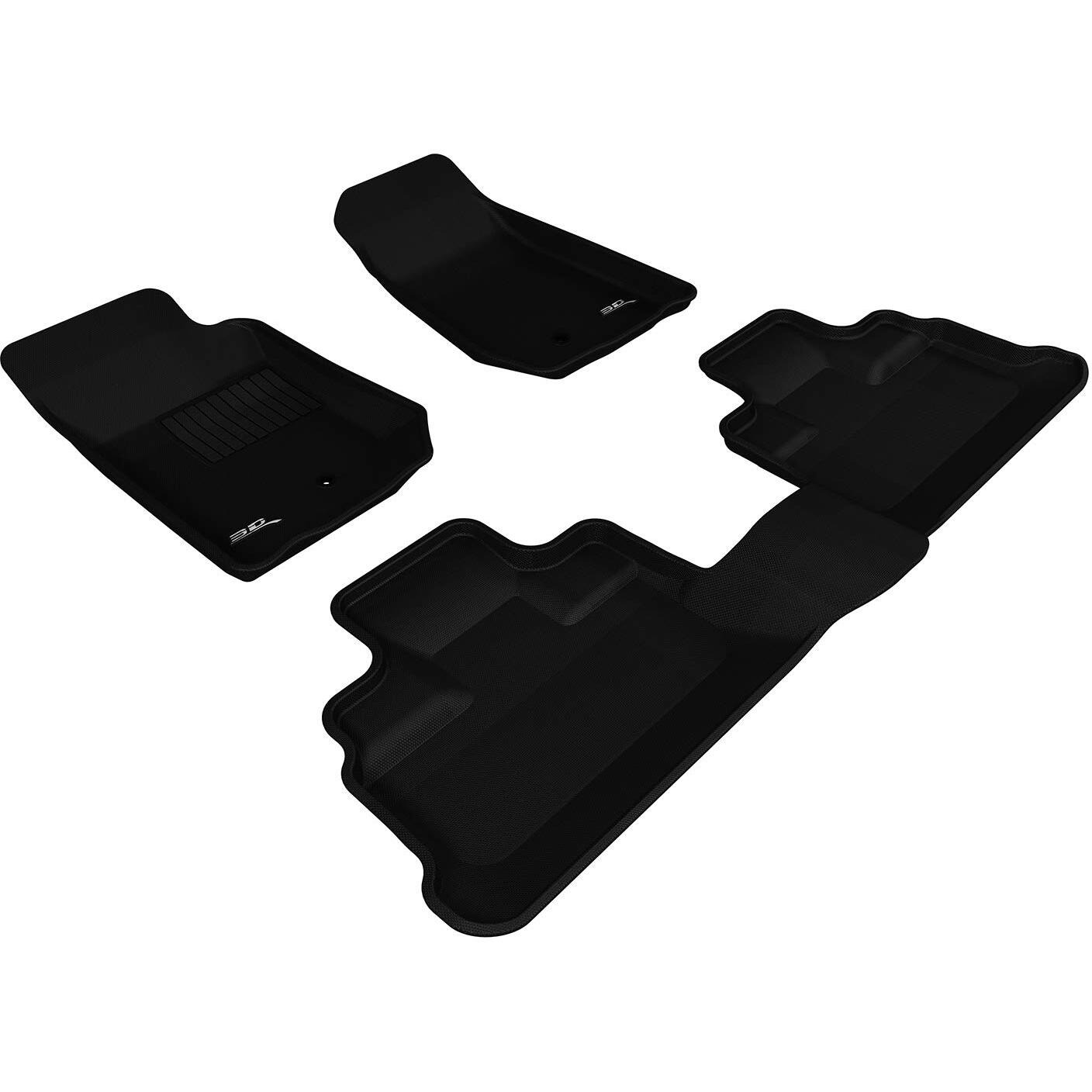 3D MAXpider Complete Set Custom Fit All-Weather Floor Mat for Select Jeep Wrangler Models - Kagu Rubber (Black)