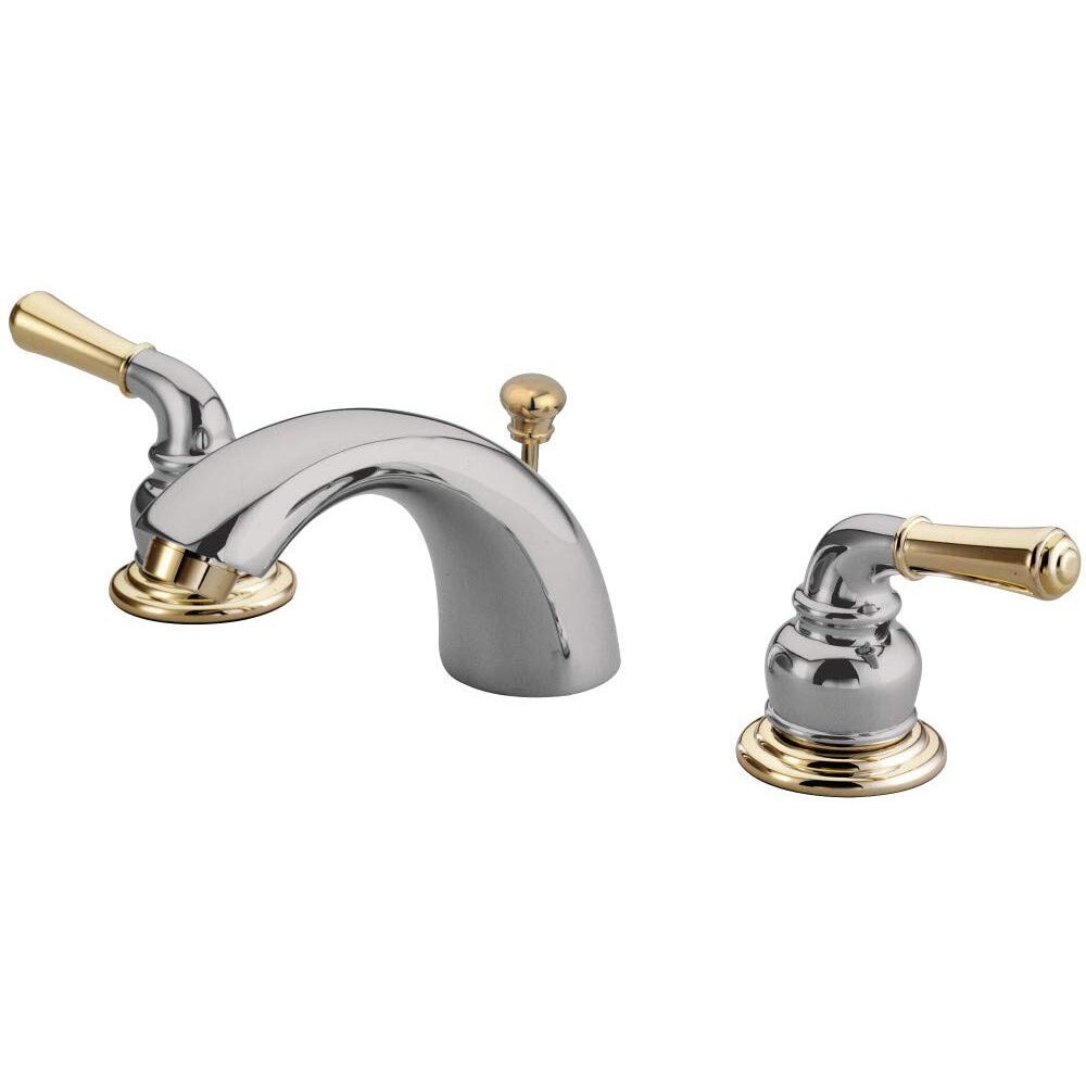 Kingston Brass GKB954 Magellan Mini Widespread Lavatory Faucet with Retail Pop-up, Chrome with Polished Brass Trim, 4.5 x 4 x 2.06