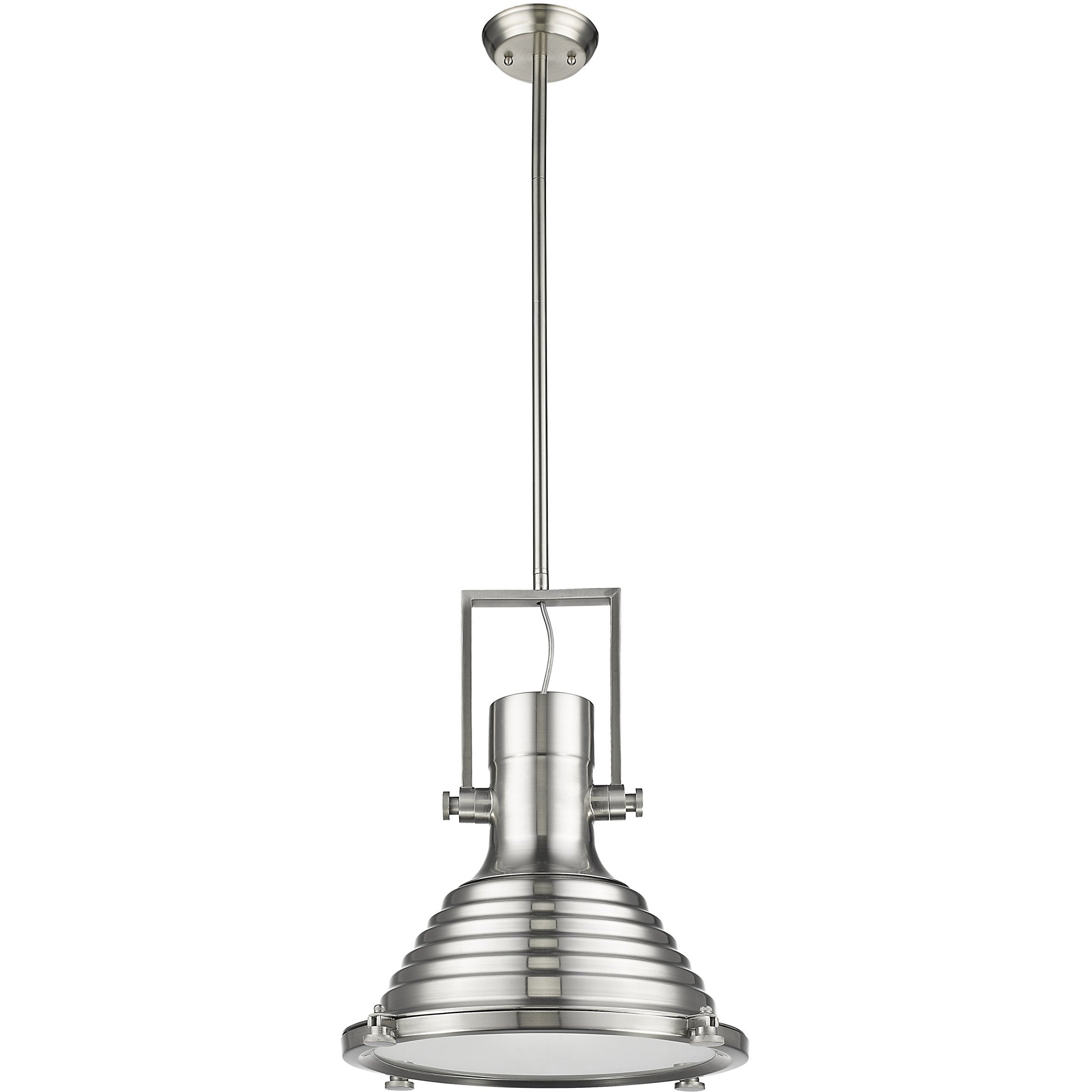 Chloe CH58021BN16-DP1 16  Shade Industrial-Style 1 Light Brushed Nickel Ceiling Mini Pendant