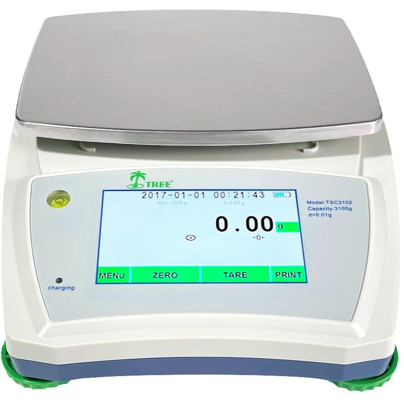 TREE TSC-3102 Touch Screen Precision Balance, 3100g x 0.01g, High-Resolution Display, Perfect for Weighing Herbs, Jewelry, Precious Metals, and More