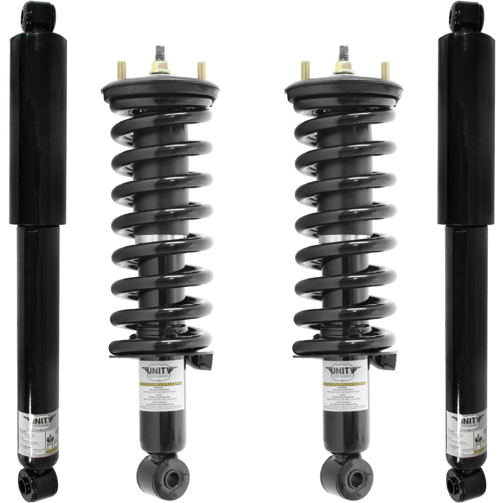 Unity Automotive 4-11296-255410-001 Front and Rear Replacement Complete Strut Assembly Shock Kit Fits 2005-2010 Nissan Frontier