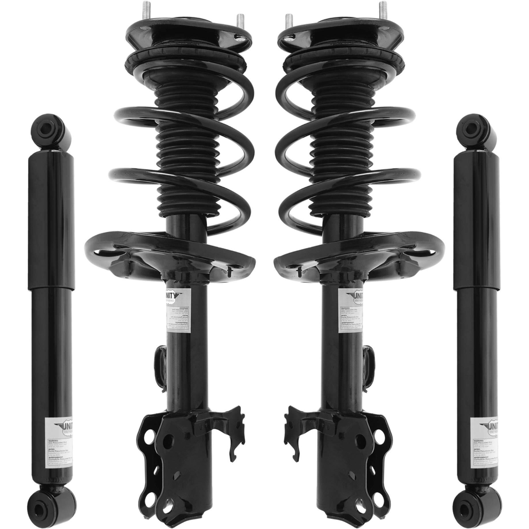 Unity Automotive 4-11253-254060-001 Front and Rear Replacement Complete Strut Assembly Shock Kit Fits 2006-2008 Toyota Rav4