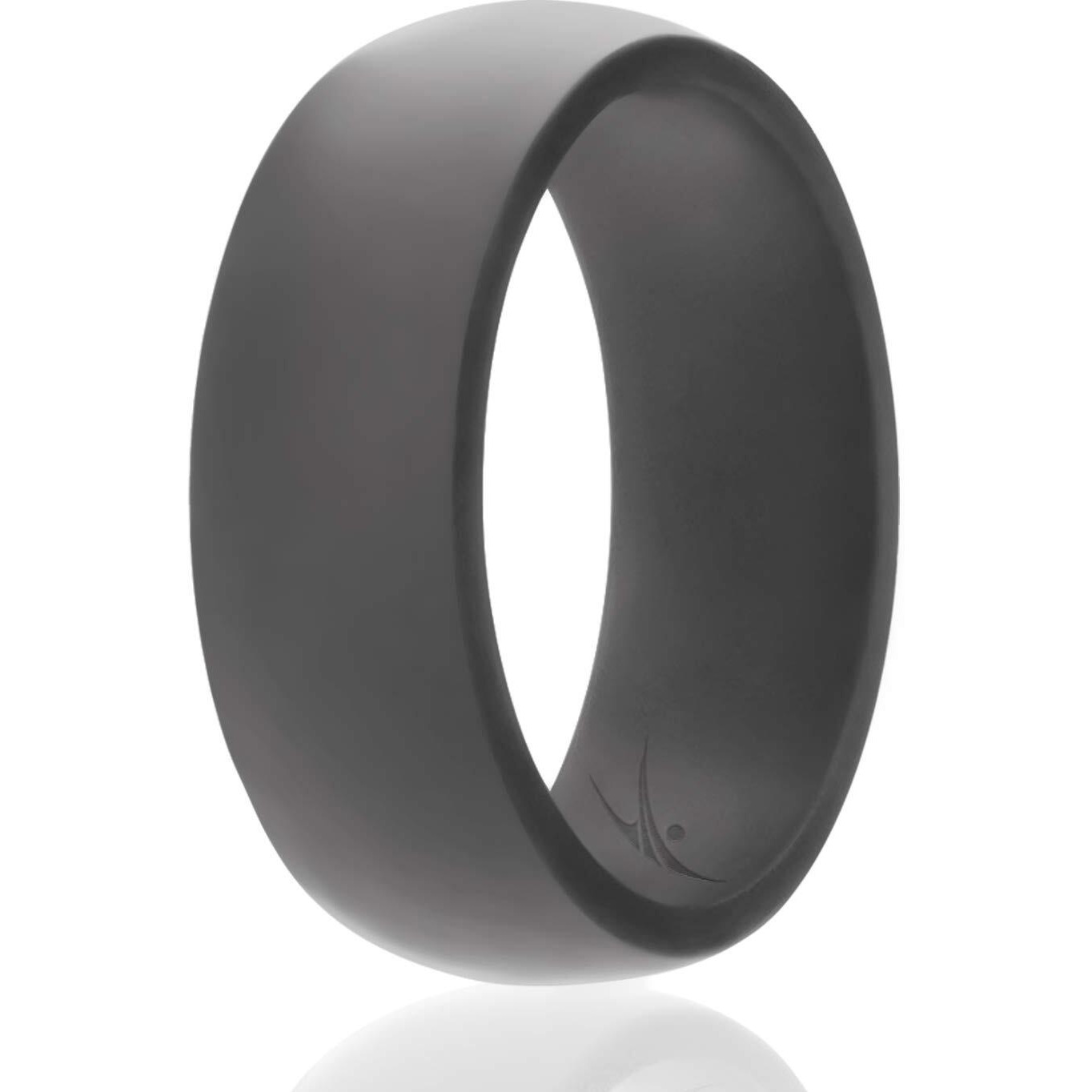 ROQ Silicone Rubber Wedding Ring for Men, Comfort Fit, Breathable Rubber Engagement Band, Men's Wedding Band, 8mm Wide 2mm Thick, Dome Solid, Single, Grey, Size 10