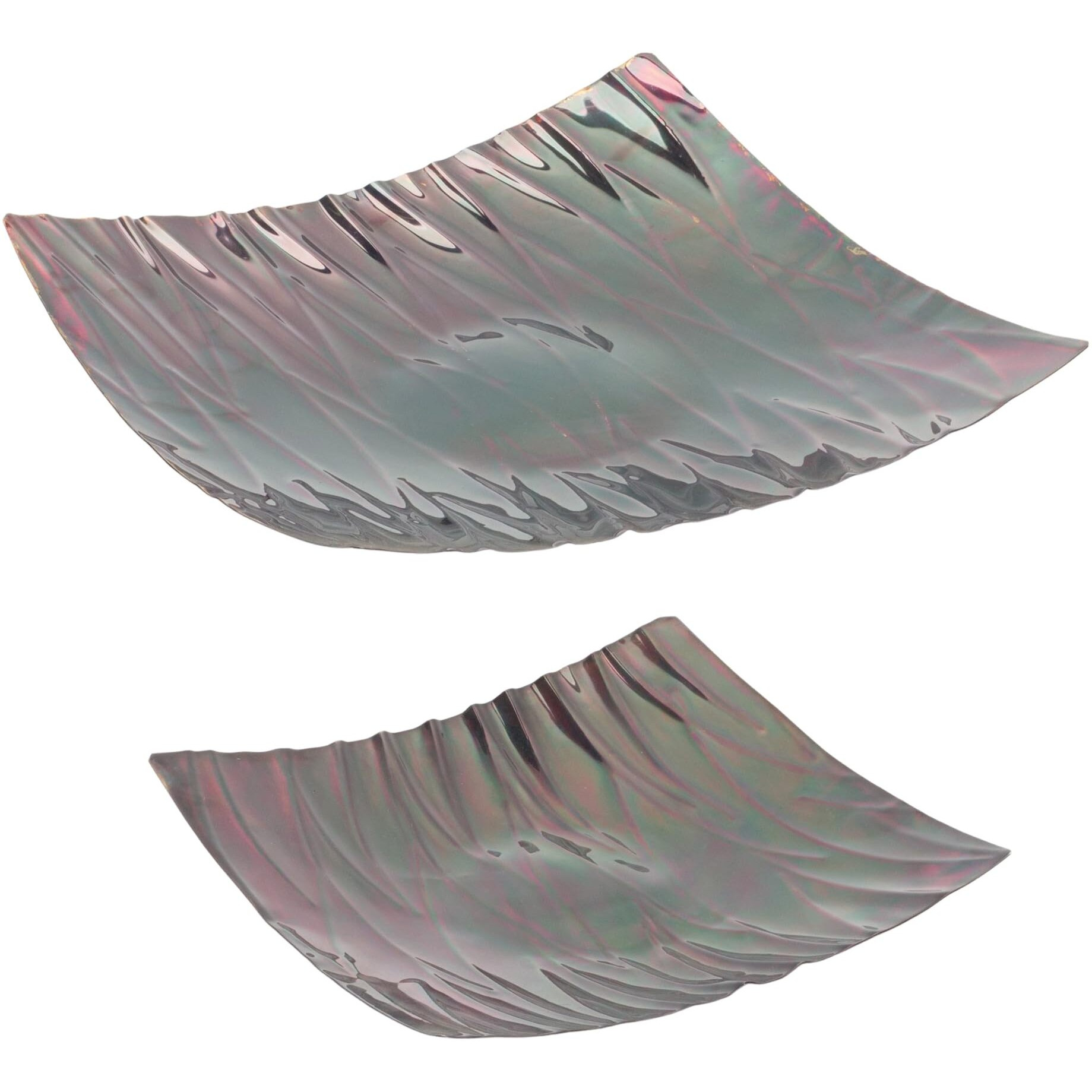 Melrose International Wavy Metal Tray (Set of 2)