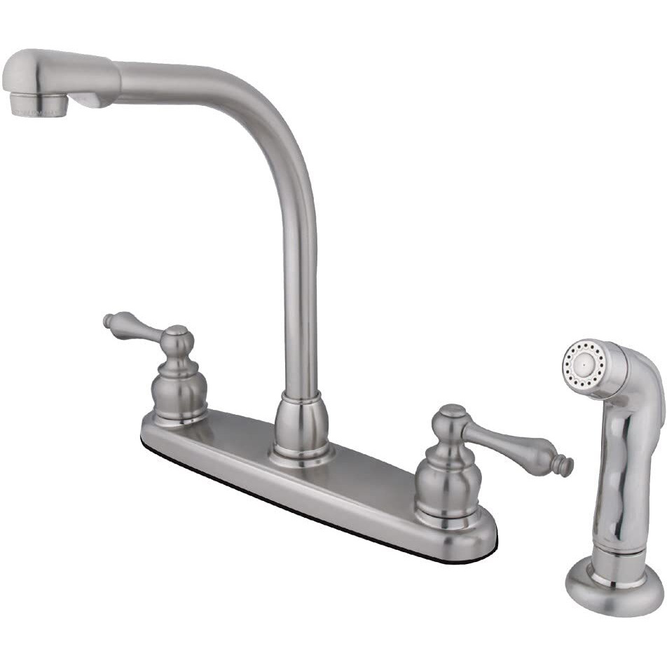 Kingston Brass KB718ALSP Victorian High Arch Kitchen Faucet with Sprayer, 7-Inch, Brushed Nickel