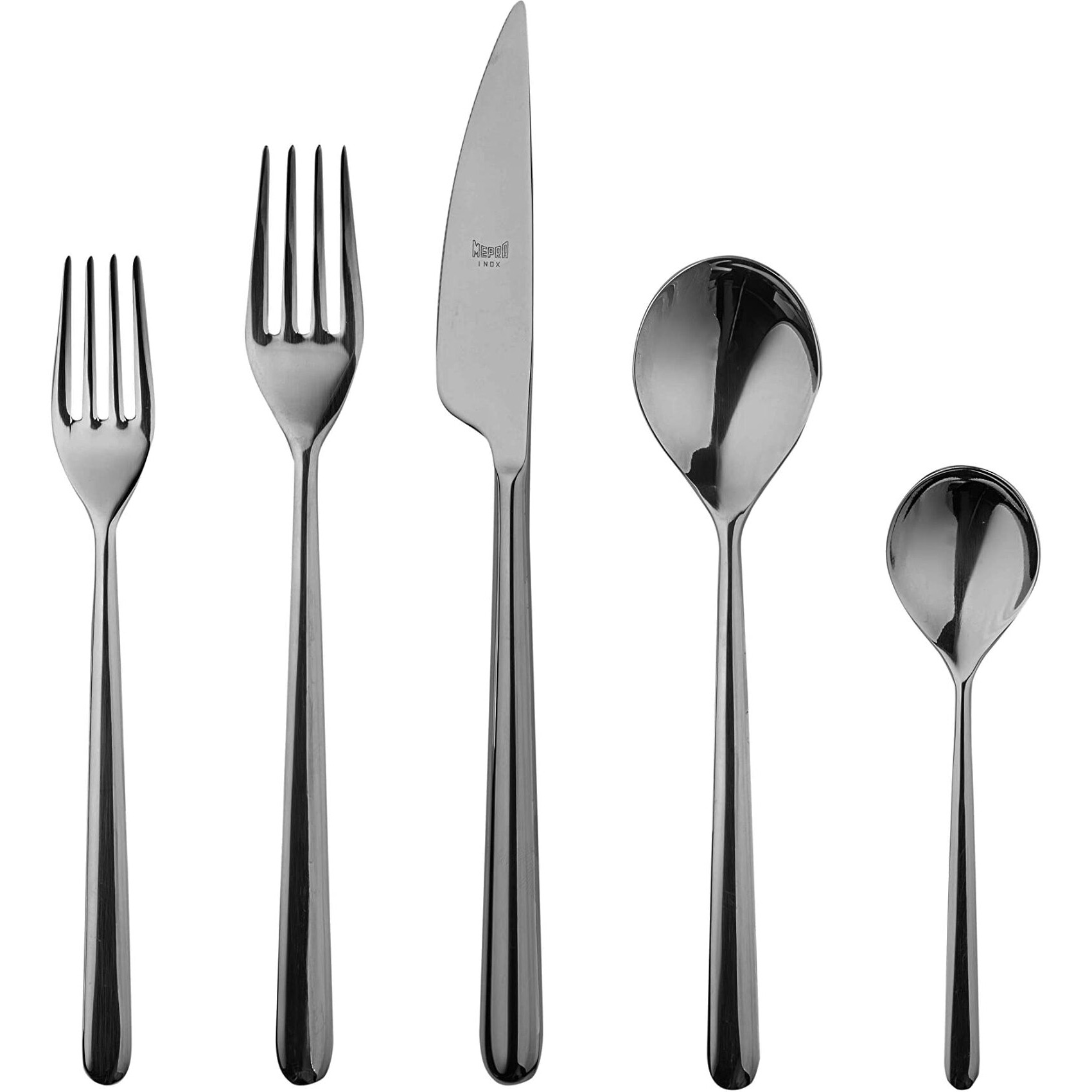 MEPRA Linea 5 Pcs Oro Nero Place Setting Set  Metallic Tableare, Dishasher Safe Cutlery (108722005)