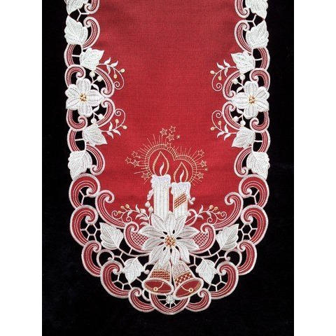 Sinobrite H8963-R1 Poinsettia & Candles Runner44 12 x 65 in.