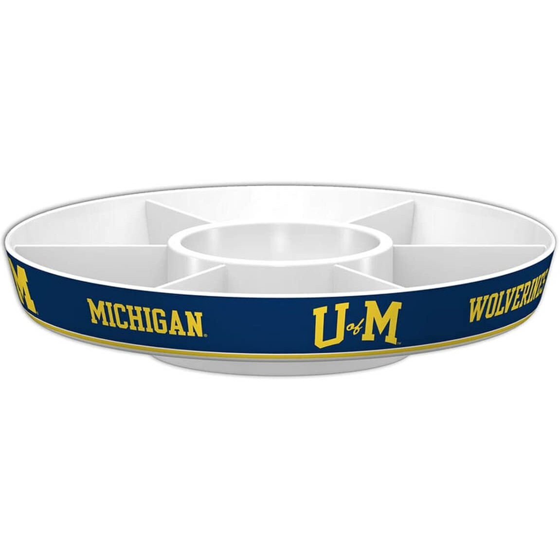 Fremont Die NCAA Michigan Wolverines Party Platter, 14.5  Diameter, 14.5  Diameter, White/Team Colors