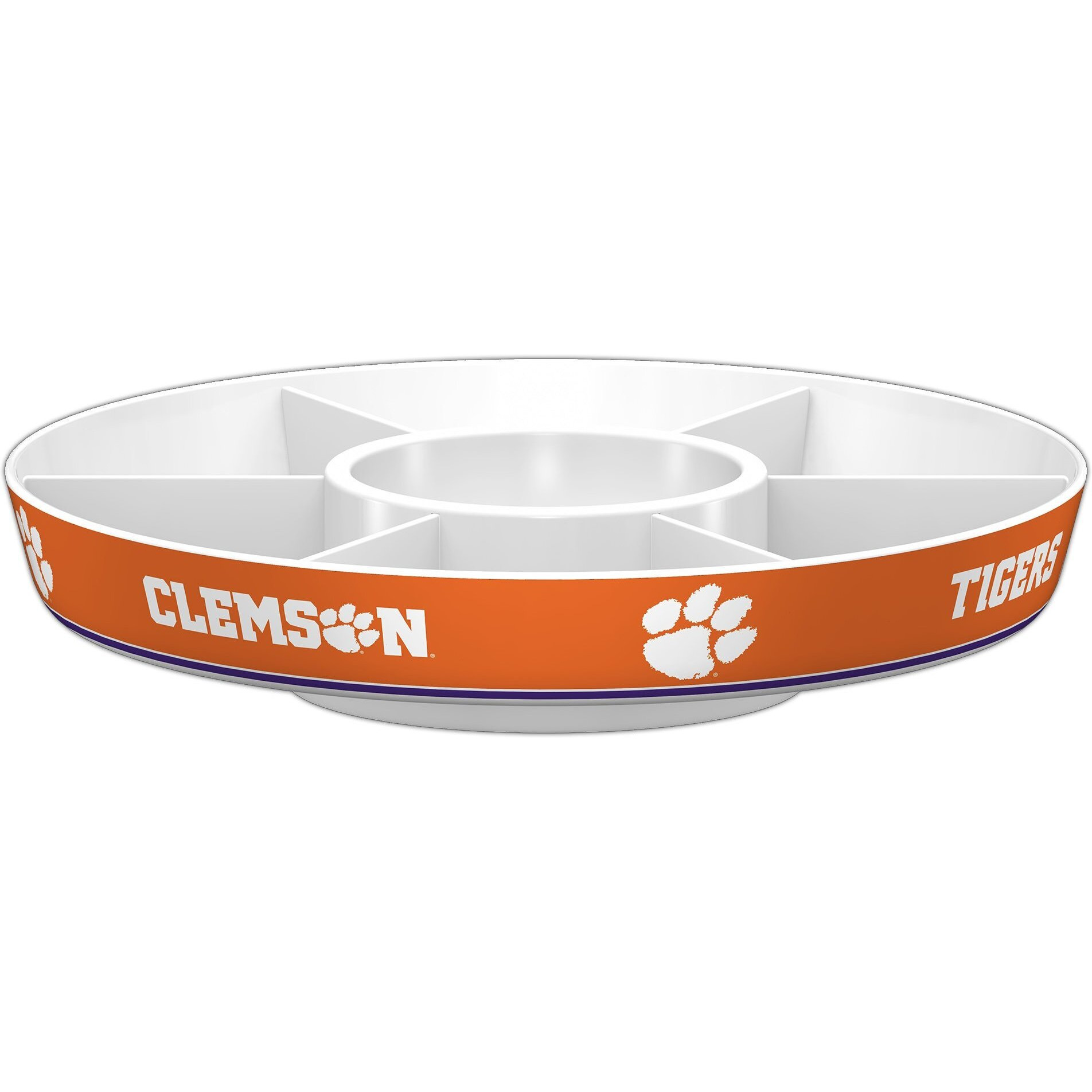 Fremont Die NCAA Clemson Tigers Party Platter, 14.5  Diameter, 14.5  Diameter, White/Team Colors