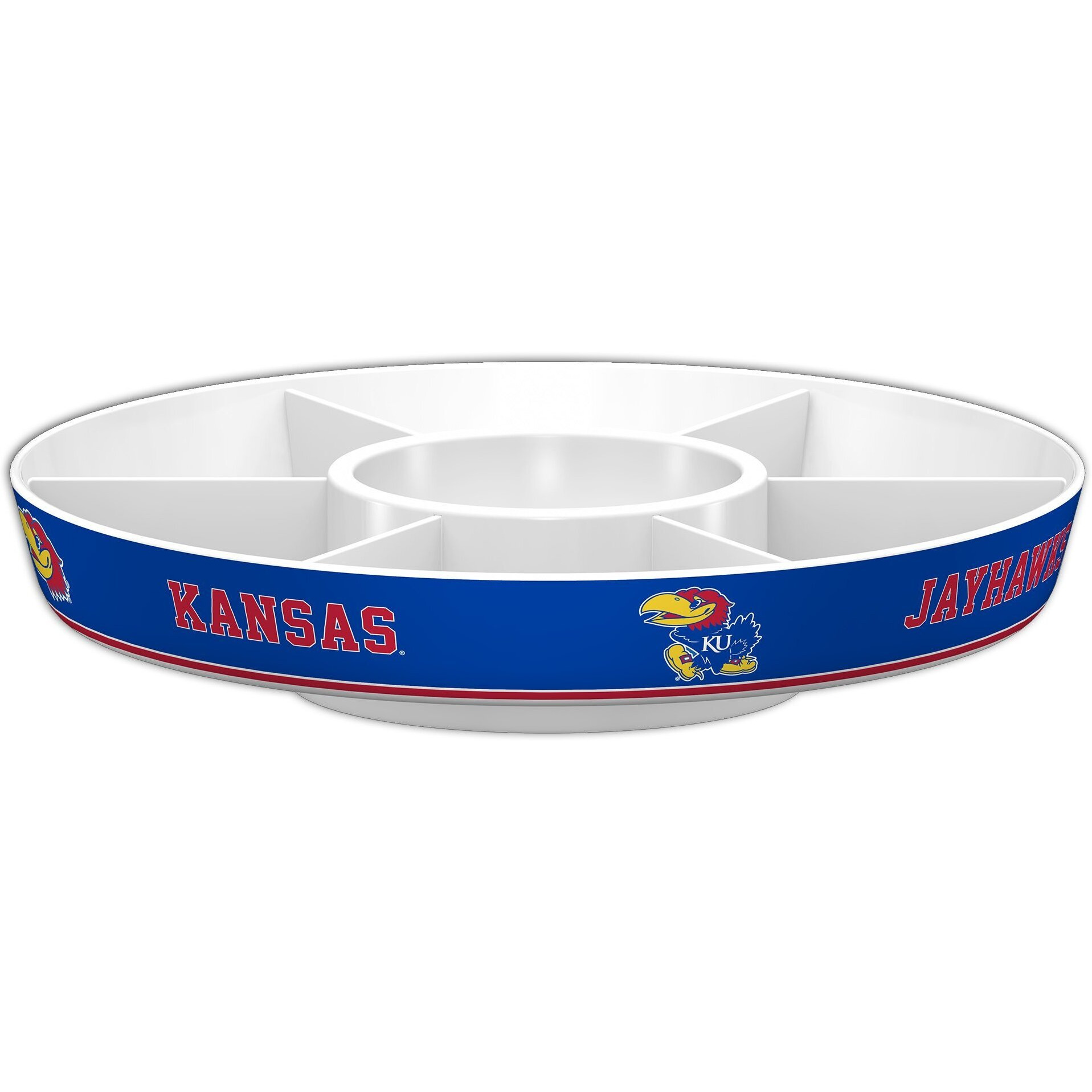 Fremont Die NCAA Kansas Jayhawks Party Platter, 14.5  Diameter, 14.5  Diameter, White/Team Colors