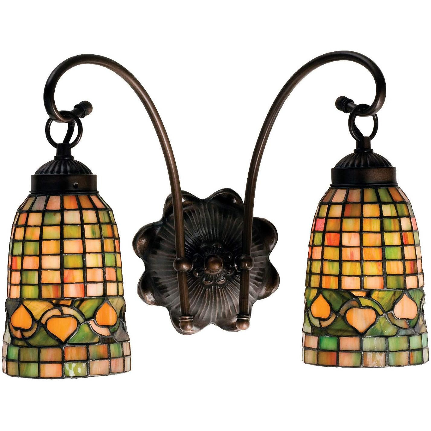 Meyda Tiffany 18651 Tiffany Acorn 2 Light Wall Sconce, 14.5  Width