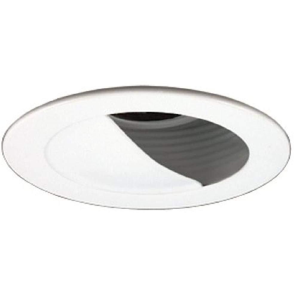 Jesco Lighting TM404WHWH 4-Inch Aperture Low Voltage Trim Recessed Light, Wall Washer with Step Baffle, All White Finish