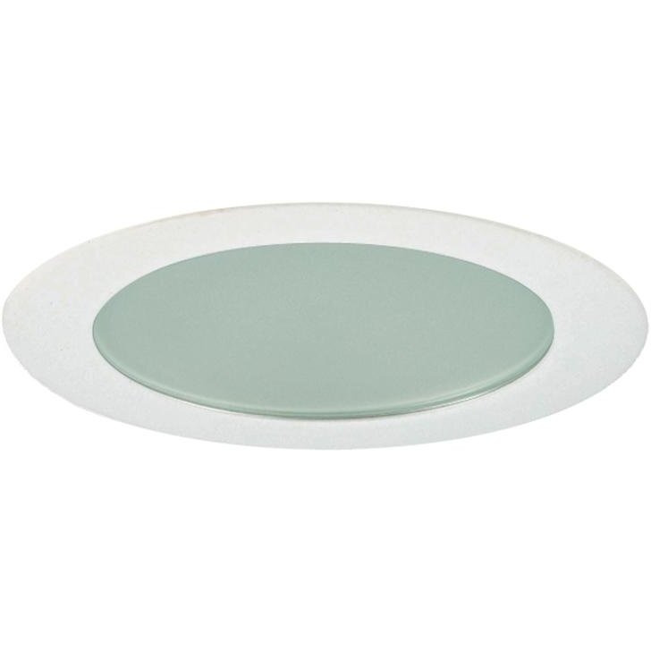 Jesco Lighting TM409WH 4-Inch Aperture Low Voltage Trim Recessed Light, Flat Frosted Glass for Shower, White Finish