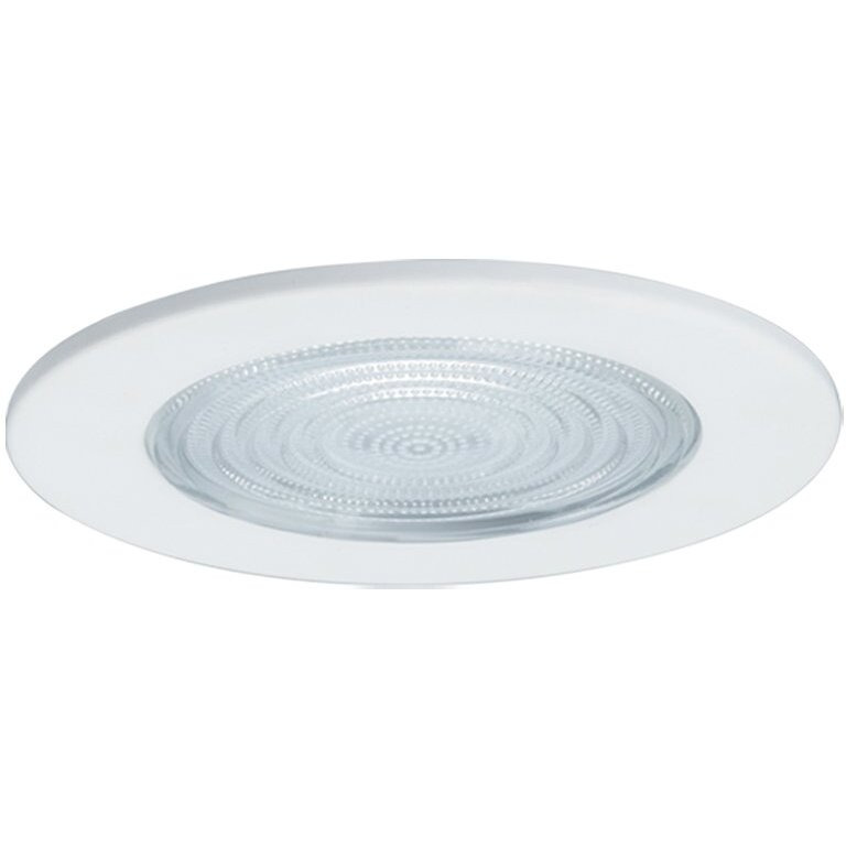 Jesco Lighting TM5507WH 5-Inch Aperture Line Voltage Trim Recessed Light, Fresnel Lens for Shower, White Finish