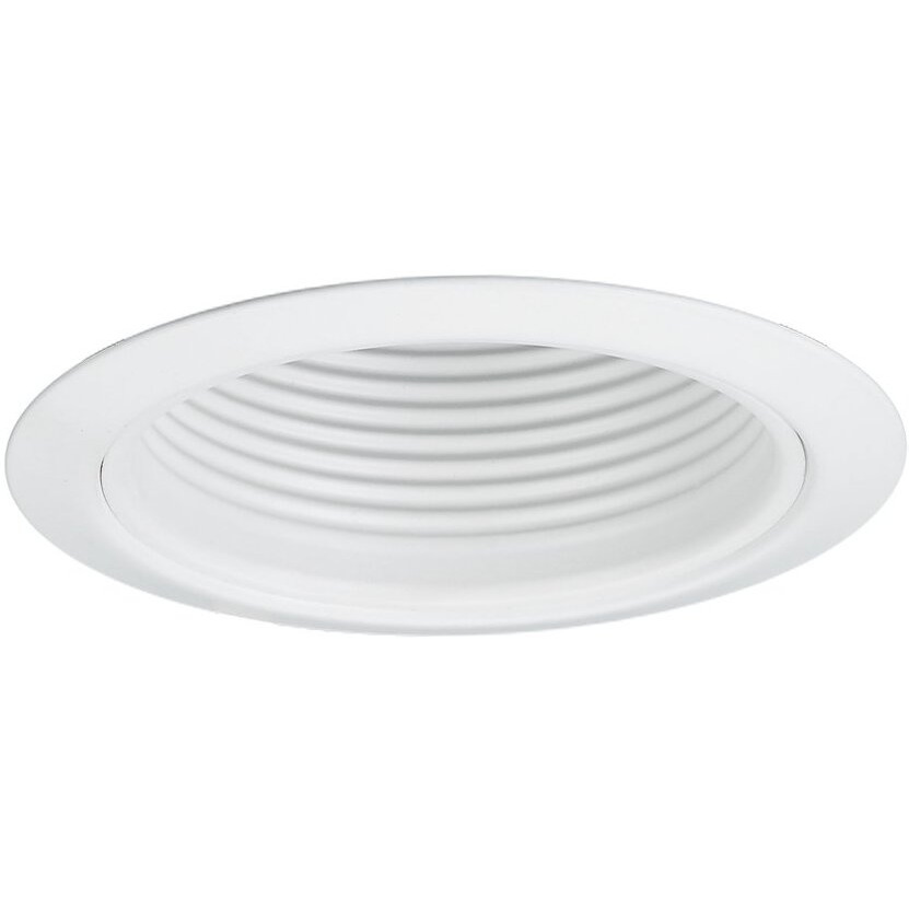 Jesco Lighting TM5509WHWH 5-Inch Aperture Line Voltage Trim Recessed Light, Metal Step Baffle, All White Finish