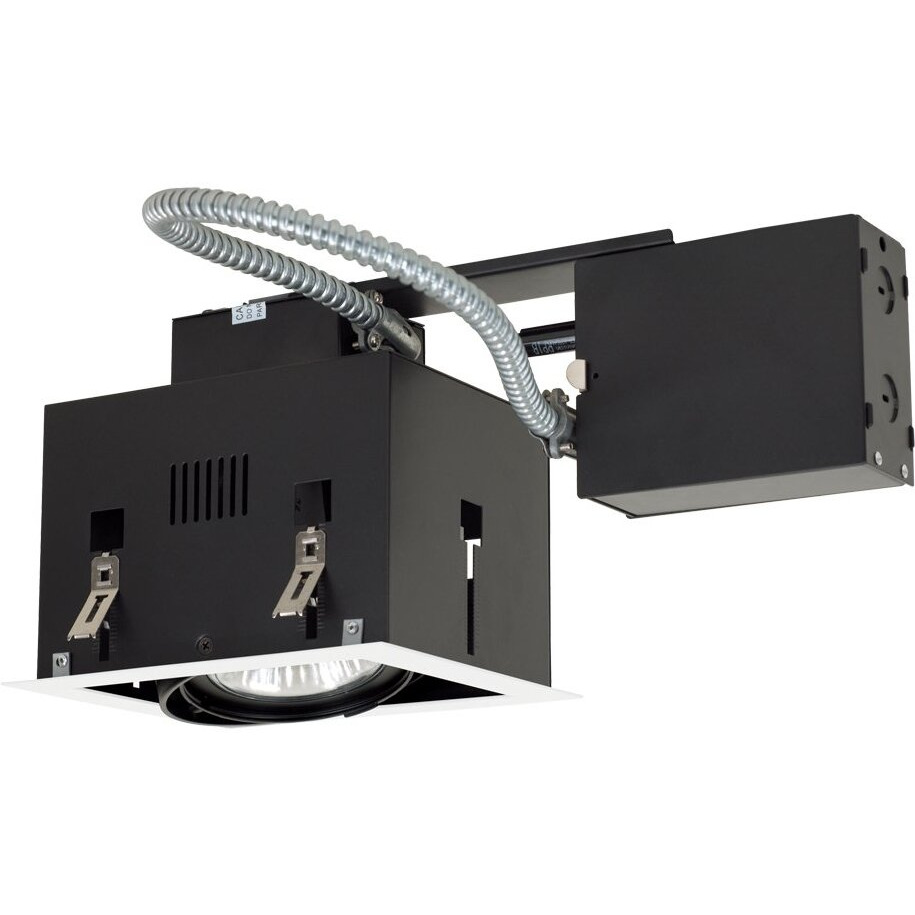 Jesco Lighting MGRP30-1WB Modulinear Directional Lighting for Remodeling, Double Gimbal PAR30 1-Light Linear, Black Interior with White Trim