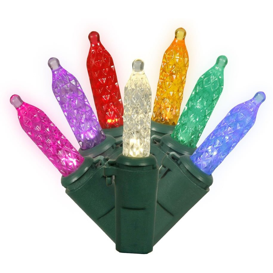 Vickerman 70 Multi-Colored Icicle Wide Angle LED Light on Green Wire, 9' Christmas Single Mold Light Strand