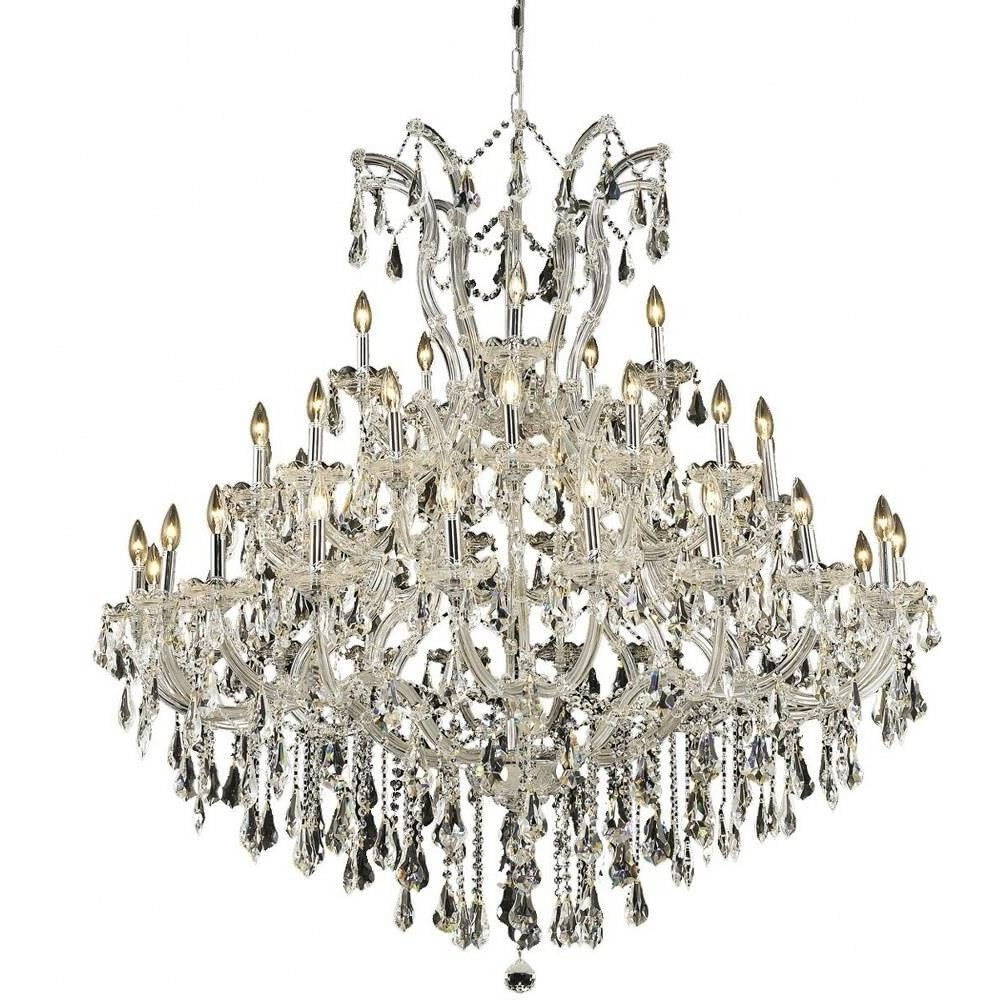 Elegant Lighting 2801G52C/RC Royal Cut Clear Crystal Maria Theresa 41-Light, Three-Tier Crystal Chandelier, Finished in Chrome ith Clear Crystals