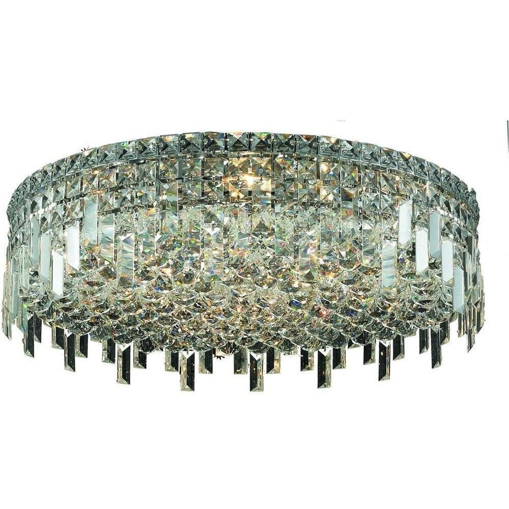 Elegant Lighting 2031F24C/RC Royal Cut Clear Crystal Maxim 9-Light, Single-Tier Flush Mount Crystal Chandelier, Finished in Chrome with Clear Crystals