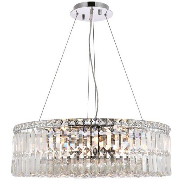 Elegant Lighting 2030D24C/RC Royal Cut Clear Crystal Maxim 12-Light Crystal Pendant, Finished in Chrome ith Clear Crystals