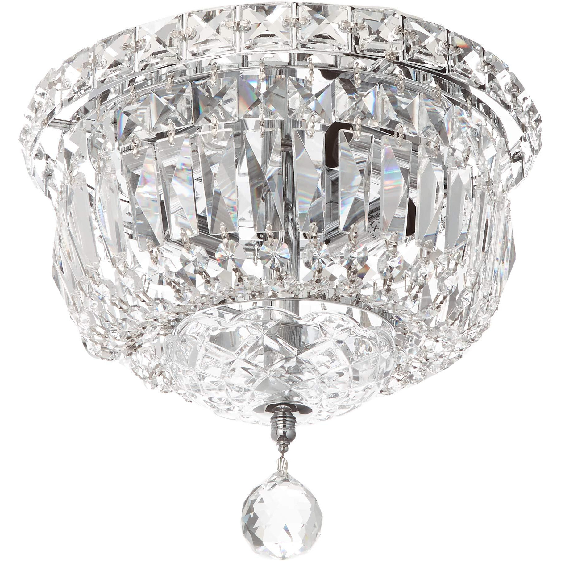 Elegant Lighting 2528F10C/RC Royal Cut Clear Crystal Tranquil 4-Light, Single-Tier Flush Mount Crystal Chandelier, Finished in Chrome ith Clear Crystals