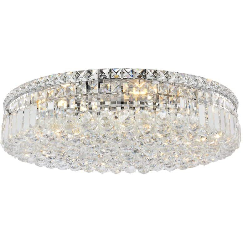 Elegant Lighting 2030F24C/RC Royal Cut Clear Crystal Maxim 9-Light, Single-Tier Flush Mount Crystal Chandelier, Finished in Chrome ith Clear Crystals