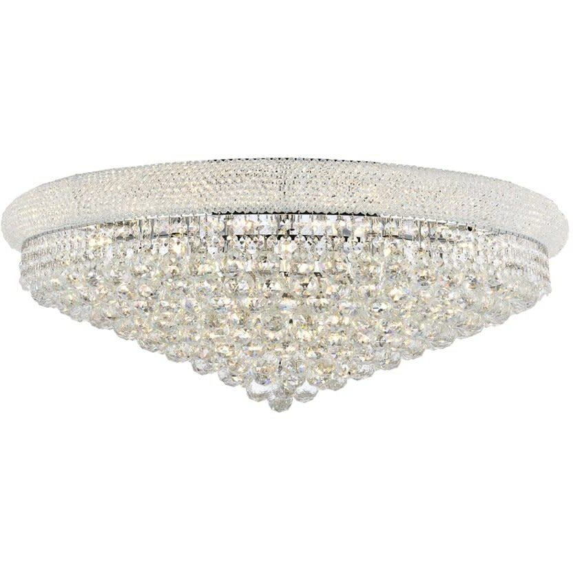 Elegant Lighting 1800F36C/Rc Royal Cut Primo 20-Light, Single-Tier Flush Mount Chandelier, Finished in Chrome with Clear Crystals