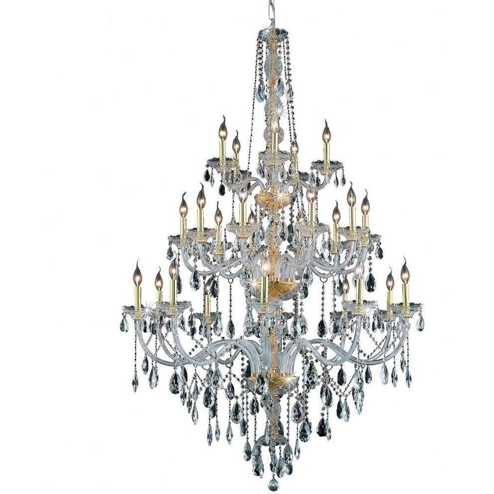 Elegant Lighting 7925G43G/RC Royal Cut Clear Crystal Verona 25-Light, Three-Tier Crystal Chandelier, 43  x 57 , Gold Finish