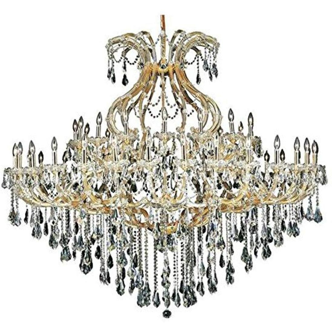 Elegant Lighting 2801G72G/RC Royal Cut Maria Theresa 49-Light, Two-Tier Chandelier, Finished in Gold with Clear Crystals