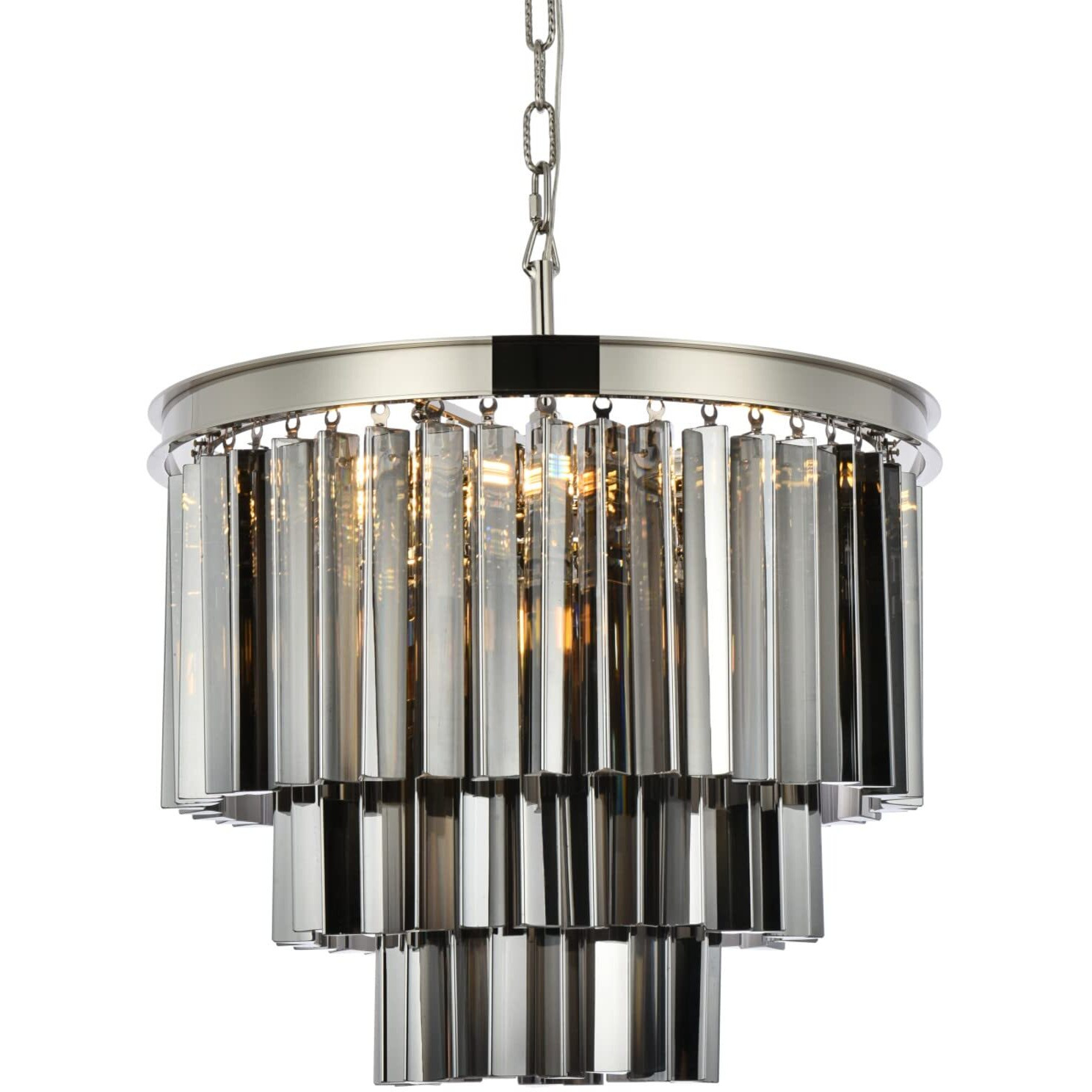 Elegant Lighting Sydney Collection 1201D20PN-SS/RC 9-Light Pendant Lamp with Royal Cut Silver Shade Crystals, Polished Nickel Finish